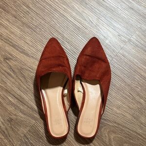 A New Day Elegant Rust Suede Women's Mules 6 burnt orange